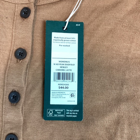 Alpine Design Women's Long Sleeve Caramel Latte Henley Small NEW Brown Duofold - Picture 6 of 6